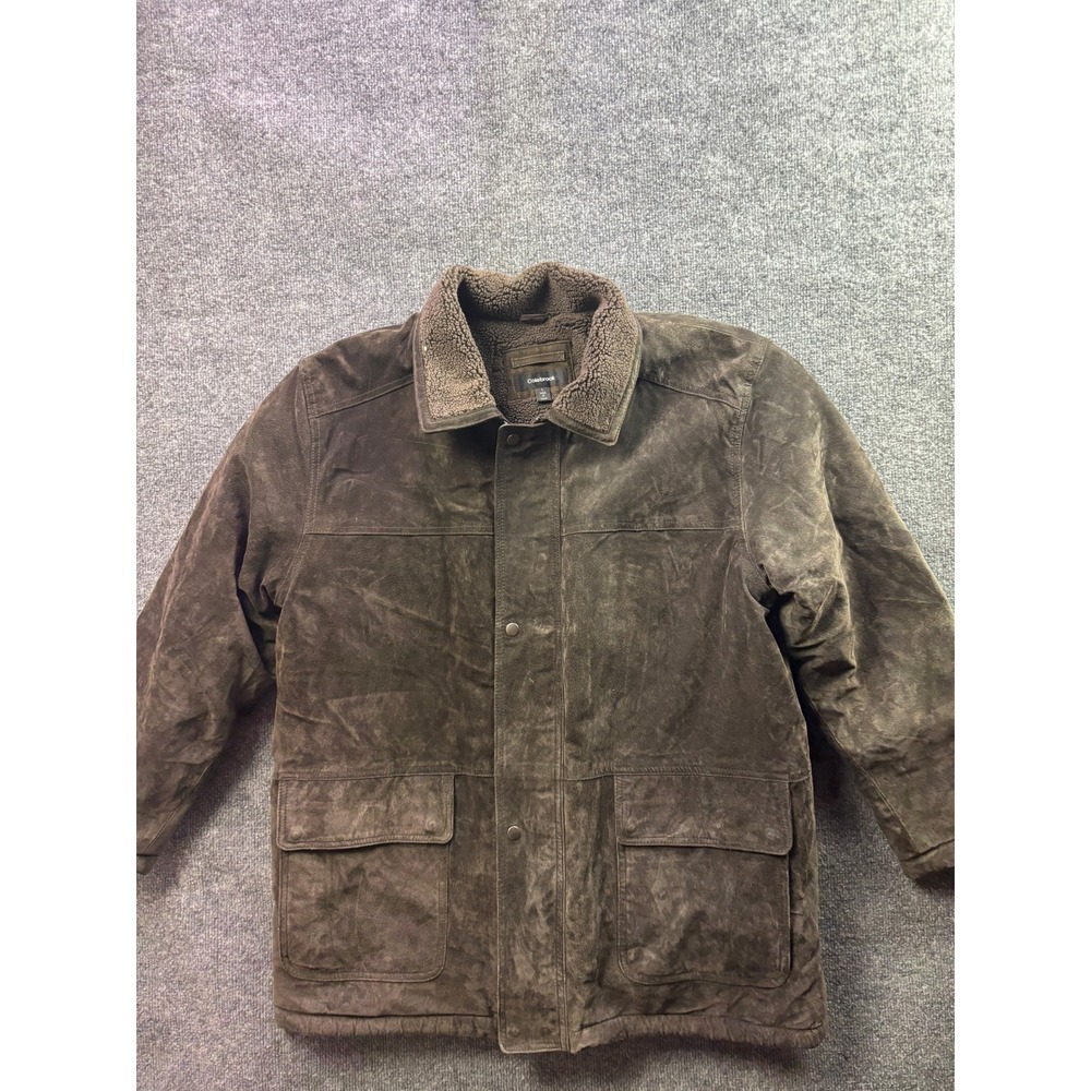Colebrook Suede Leather Jacket Mens Large Brown Sherpa Lined Field Coat Coat